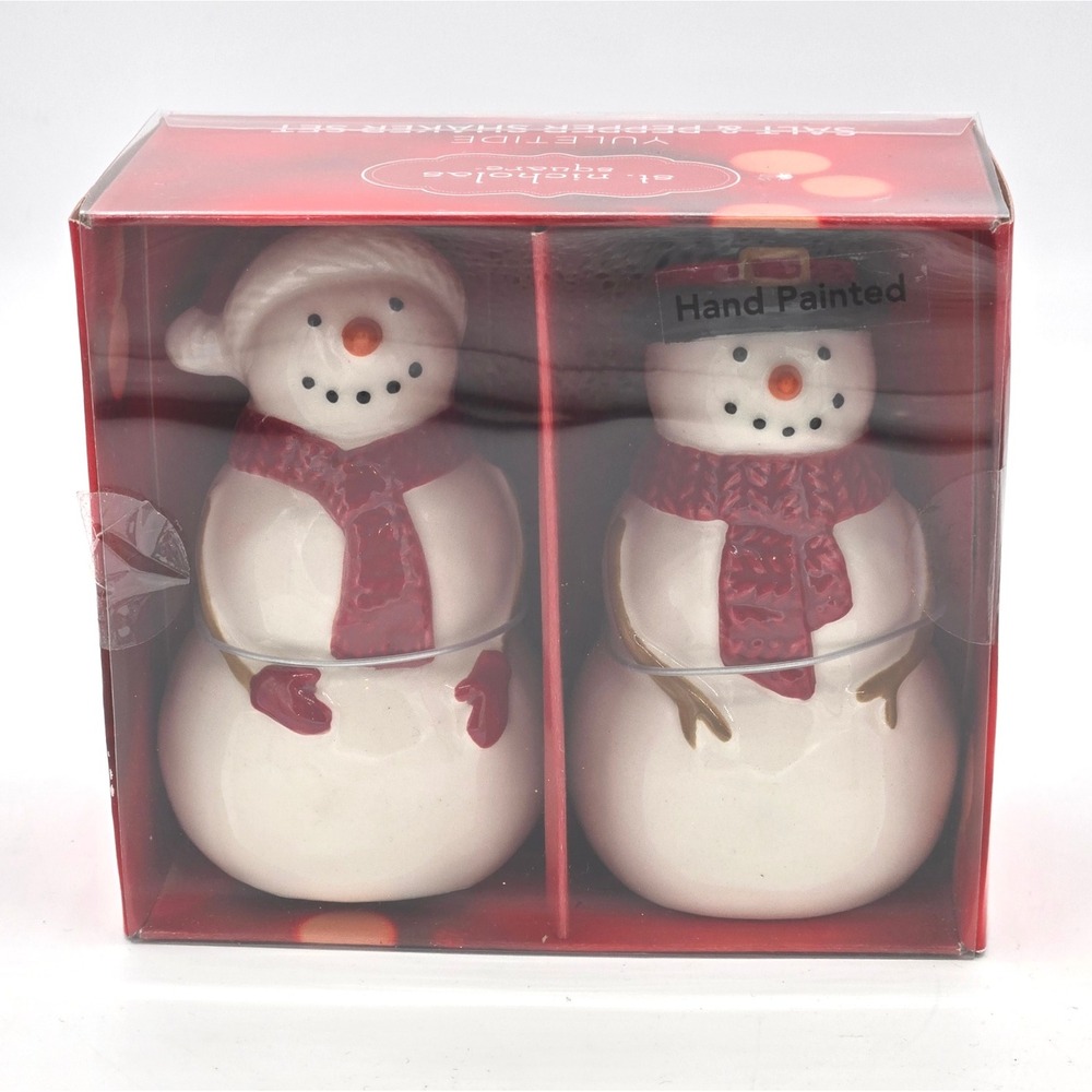 St. Nicholas Square Yuletide Snowman Salt &‎ Pepper Shaker Set